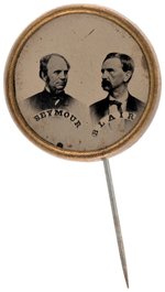 SEYMOUR & BLAIR 1868 UNIFACE FERROTYPE JUGATE STICKPIN BADGE.