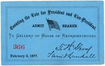 HAYES & TILDEN "COUNTING THE VOTE FOR PRESIDENT AND VICE PRESIDENT" 1876 TICKET.