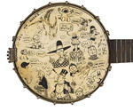 BANJO WITH 1922 COMIC CHARACTER ORIGINAL ARTWORK.