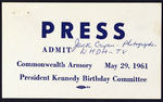 JFK 1961 BIRTHDAY CELEBRATION “PRESS” PASS.