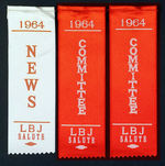 “LBJ SALUTE” TRIO OF RIBBONS, 1964.