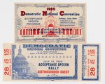 JOHN KENNEDY 1960 ACCEPTANCE SPEECH "DISTINGUISHED GUEST" UNUSED TICKET AND GENERAL ADMIT TICKET.