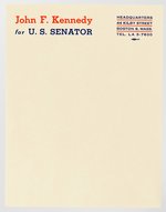 "JOHN F. KENNEDY FOR U.S.SENATOR" STATIONERY FROM "HEADQUARTERS/ BOSTON"