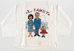 UNUSED WITH TAG CHILDS HEAVY COTTON SHIRT W/ KENNEDY "1ST FAMILY' CARTOON-LIKE ILLUSTRATION.