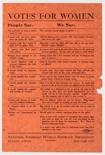 "VOTES FOR WOMEN" HANDBILL FROM "NATIONAL AMERICAN WOMAN SUFFRAGE ASSOCIATION.