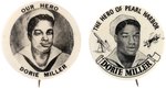 "THE HERO OF PEARL HARBOR DORIE MILLER" PAIR OF WWII CIVIL RIGHTS BUTTONS.