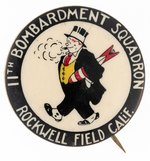 "11th BOMBARDMENT SQUADRON / ROCKWELL FIELD CALIF" WITH COMIC CHARACTER JIGGS WALKING WITH CIGAR AND BOMB.