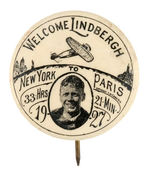 OUTSTANDING "WELCOME LINDBERGH" RARE BUTTON.