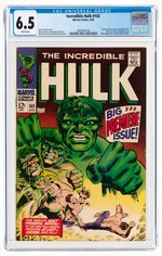 INCREDIBLE HULK #102 APRIL 1968 CGC 6.5 FINE+.