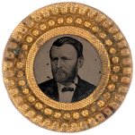 GRANT PORTRAIT FERROTYPE IN UNUSUAL BRASS SHELL FRAME.