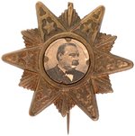 CLEVELAND BRASS SHELL STAR & SUNBURST PORTRAIT BADGE.