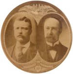 ROOSEVELT & FAIRBANKS SEPIA TONED REAL PHOTO JUGATE BUTTON.