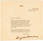 EISENHOWER SIGNED LETTER ON PERSONAL STATIONERY.