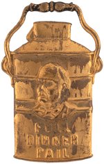 FIGURAL 1900  "FULL DINNER PAIL" IN BRASS WITH EMBOSSED McKINLEY PORTRAIT.