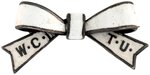 EARLY C. 1890s FULLY 3-D WHITE ENAMEL ON "STERLING" W.C.T.U. WHITE BOW PIN.