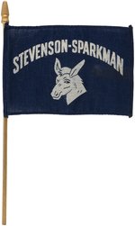 STEVENSON-SPARKMAN 1952 FLAG ON GOLD WOOD STAFF.