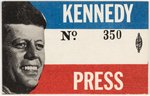 KENNEDY No. 350 PRESS CARD USED  LIKELY DURING 1960 CAMPAIGN.