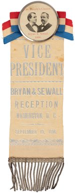 "THE PEOPLE'S CHOICE BRYAN & SEWALL" RARE WASHINGTON DC "RECEPTION" BADGE.