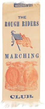 McKINLEY & ROOSEVELT "THE ROUGH RIDERS MARCHING CLUB" JUGATE RIBBON.