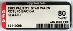 PALITOY STAR WARS: RETURN OF THE JEDI - KLAATU 65 BACK-A AFA 80 Y-NM.