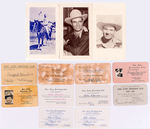 "GENE AUTRY FRIENDSHIP CLUB" MEMBERSHIP CARDS.