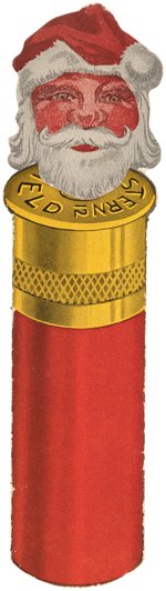 WESTERN CARTRIDGE COMPANY FIGURAL SHOTGUN SHELL GREETING CARD C. 1912 PULL OUT SANTA GREETING.