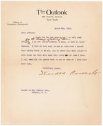 TEDDY ROOSEVELT TYPED LETTER SIGNED ON "THE OUTLOOK" STATIONERY.
