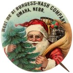 SUPERB COLOR SANTA BUTTON FOR BURGESS-NASH COMPANY OMAHA, NE.