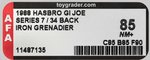 G.I. JOE: A REAL AMERICAN HERO - IRON GRENADIERS SERIES 7/34 BACK AFA 85 NM+.