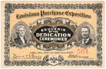 JEFFERSON & ROOSEVELT ON ST. LOUIS 1903 EXPO DEDICATION CEREMONIES TICKET.