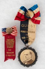 McKINLEY PICTURED ON TWO "PENNSYLVANIA DAY" PAN AMERICAN RIBBON BADGES FROM SEPT. 20, 1901.