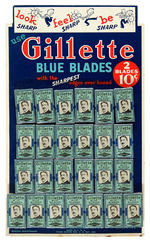 "GILETTE BLUE BLADES" UNUSED FULL STORE DISPLAY CARD.
