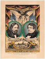 FREMONT & DAYTON HAND COLORED 1856 GRAND NATIONAL REPUBLICAN BANNER PRINT BY CURRIER.