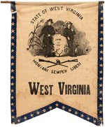 "WEST VIRGINIA" C. 1876 SWALLOW TAIL BANNER FROM CENTENNIAL CELEBRATION.