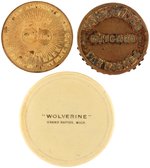 THREE PRE-1900 ADVERTSING POCKET MIRRORS W/TWO SHELL CARDS AND ONE RARE ALL CELLULOID FOR "WOLVERINE".