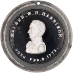 W. H. HARRISON SUPERB 1840 PEWTER RIM TWO SIDED SULFIDE MEDALLION.