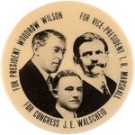 WILSON MARSHALL & WALSCHEID 1912 NEW JERSEY COATTAIL TRIGATE BUTTON.