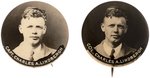 LINDBERGH REAL PHOTO BUTTON PAIR ONE WITH "CAPT." RANK AND THE OTHER WITH "COL." RANK.