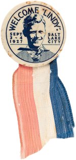 RARE LINDBERGH & PLANE ILLUSTRATION BUTTON FOR HIS SALT LAKE CITY VISIT SEPT. 3-4, 1927.