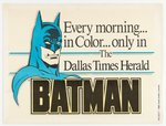 "BATMAN" DALLAS HEARALD TIMES NEWSSTAND SIGN.