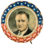 FRANKLIN ROOSEVELT SCARCE FULL COLOR PORTRAIT BUTTON HAKE #319.