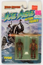 DINO-RIDERS ICE AGE ACTION FIGURE 2 PACK (ONK & BUZZ) ON CARD.