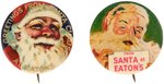 SANTA BUTTON PAIR FROM EATON'S DEPARTMENT STORE IN CANADA.