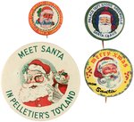 SANTA CLAUS GROUP OF FOUR LITHO TIN BUTONS.