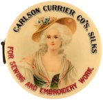 TAPE MEASURE FOR CARLSON CURRIER CO's SPOOL SILK W/NICE GRAPHICS BOTH SIDES.