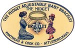 POCKET MIRROR WITH MOTHER & DAUGHTER HOLDING "THE MIDGET ADJUSTABLE BABY BRACELET".