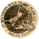 RARE OKLAHOMA BUTTON MAKER REAL PHOTO BUTTON "SOUTHERN ROCK ISLAND PLOW CO. DALLAS, TEXAS".