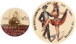 "REDMEN'S CARNIVAL" BUTTON PAIR FROM RICHMOND, IN AND BELLEVILLE, IL.