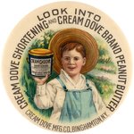 POCKET MIRROR IN CHOICE COLOR CREAM DOVE SHORTENING PAIL C. 1905.