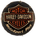 FIRST SEEN BUTTON C. 1980 FOR "HARLEY-DAVIDSON MOTOR CYCLES/MOTOSPORT PLUS".